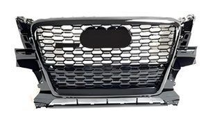 Передняя решетка RSQ-Style с надписью Quattro (2008-2012, черная с хромом) для Ауди Q5